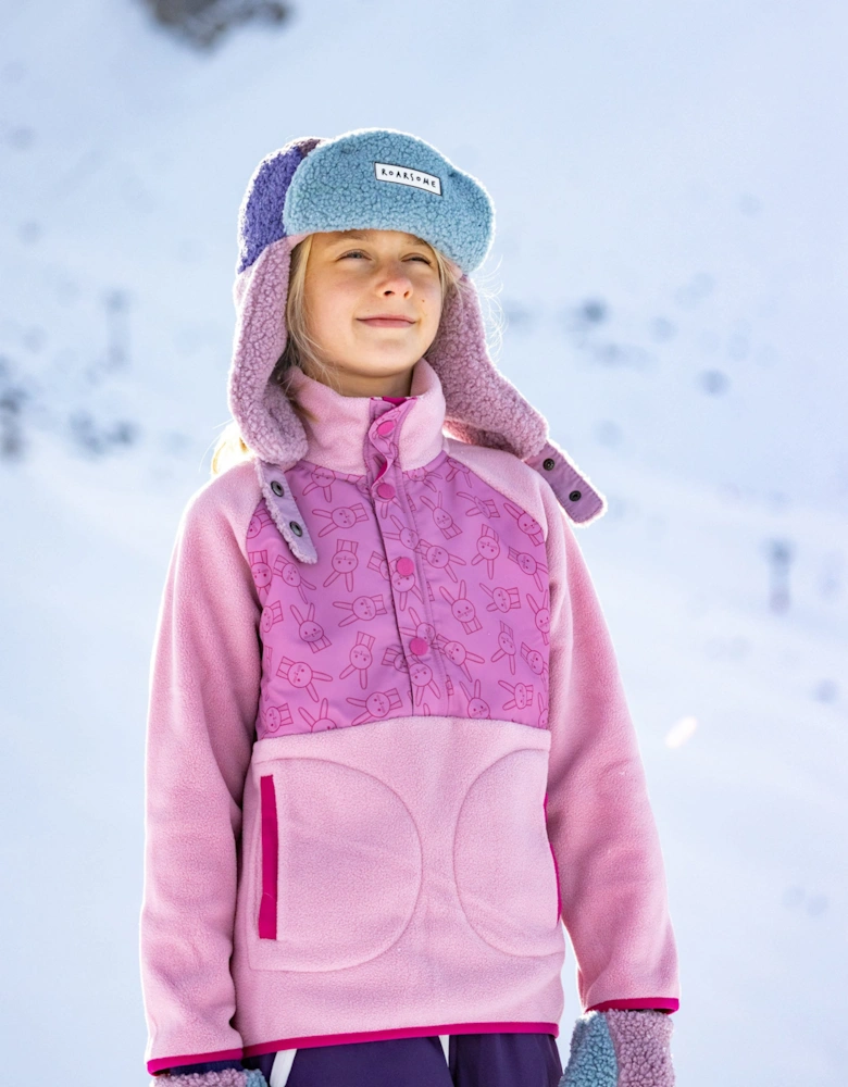 Roarsome Girls Hop The Bunny Mid Layer Fleece in Pink