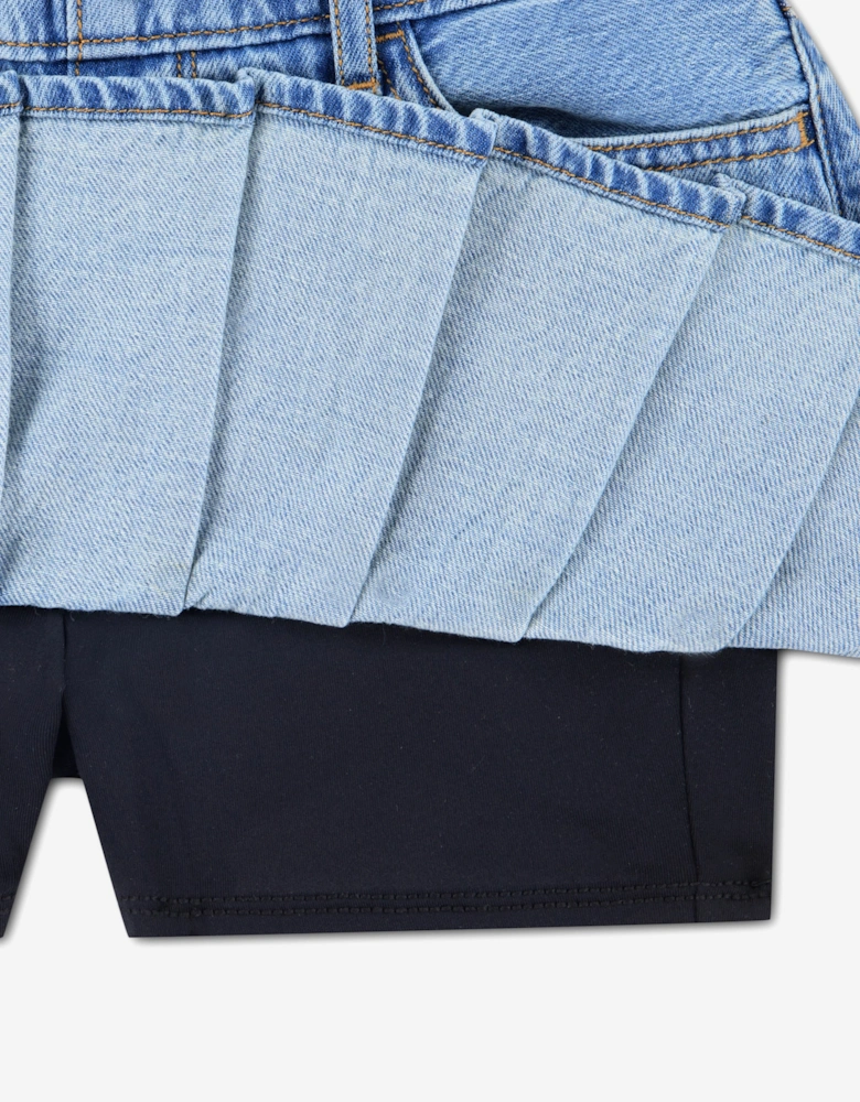 Abercrombie & Fitch Girls Drop Waist Pleated Mini Skort in Blue