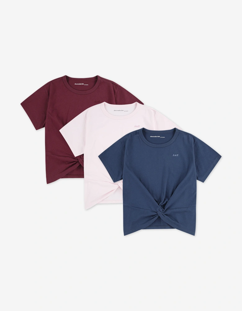 Abercrombie & Fitch Girls 3 Pack Tie Front T-Shirt Set in Pink