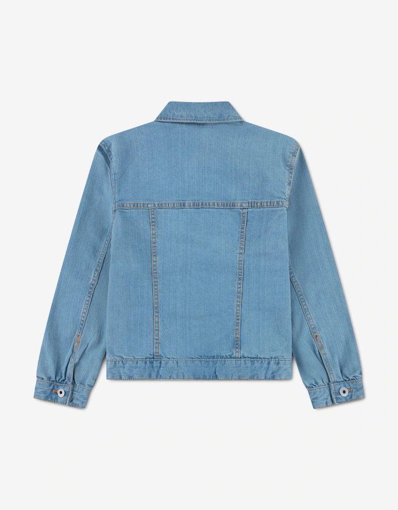 Abercrombie & Fitch Girls Embroidered Denim Jacket in Blue