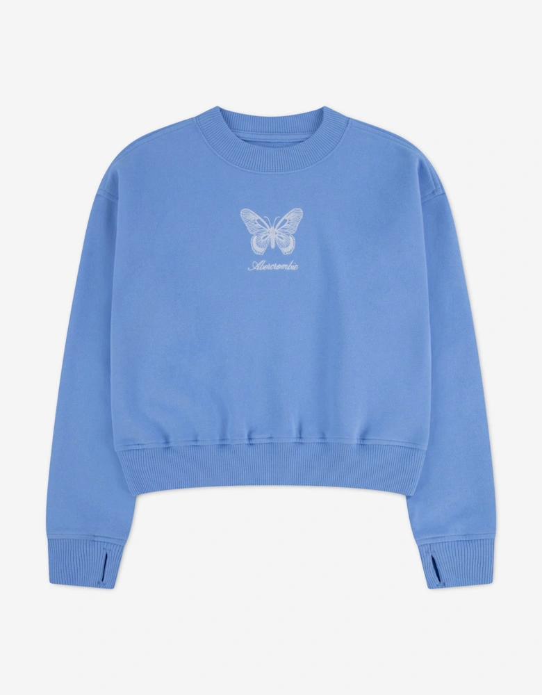 Abercrombie & Fitch Girls Gusset Crew Sweatshirt in Blue