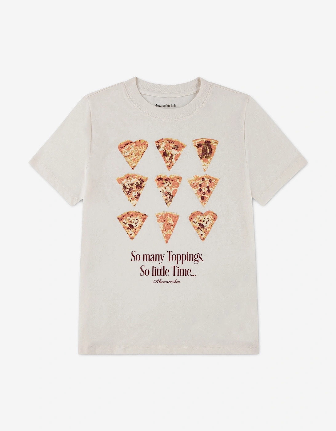 Abercrombie & Fitch Girls Pizza Toppings Oversized T-Shirt in Ivory