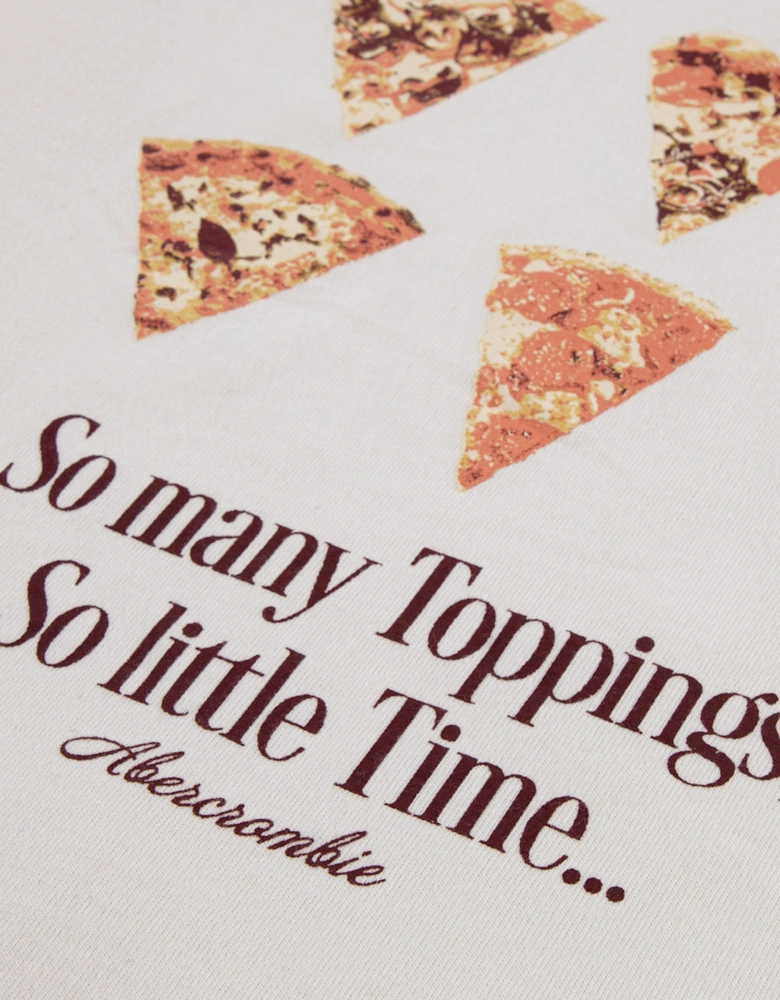 Abercrombie & Fitch Girls Pizza Toppings Oversized T-Shirt in Ivory