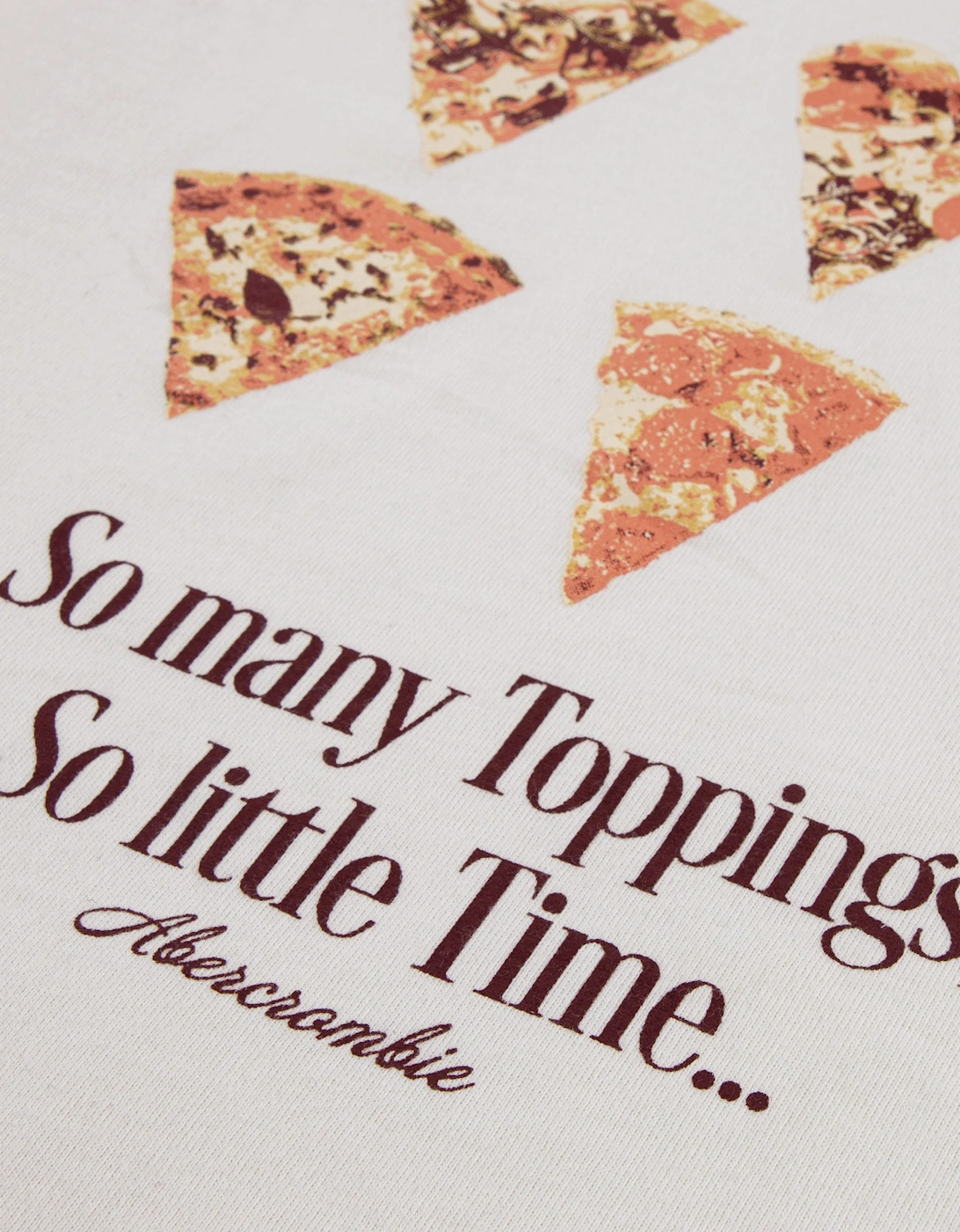 Abercrombie & Fitch Girls Pizza Toppings Oversized T-Shirt in Ivory