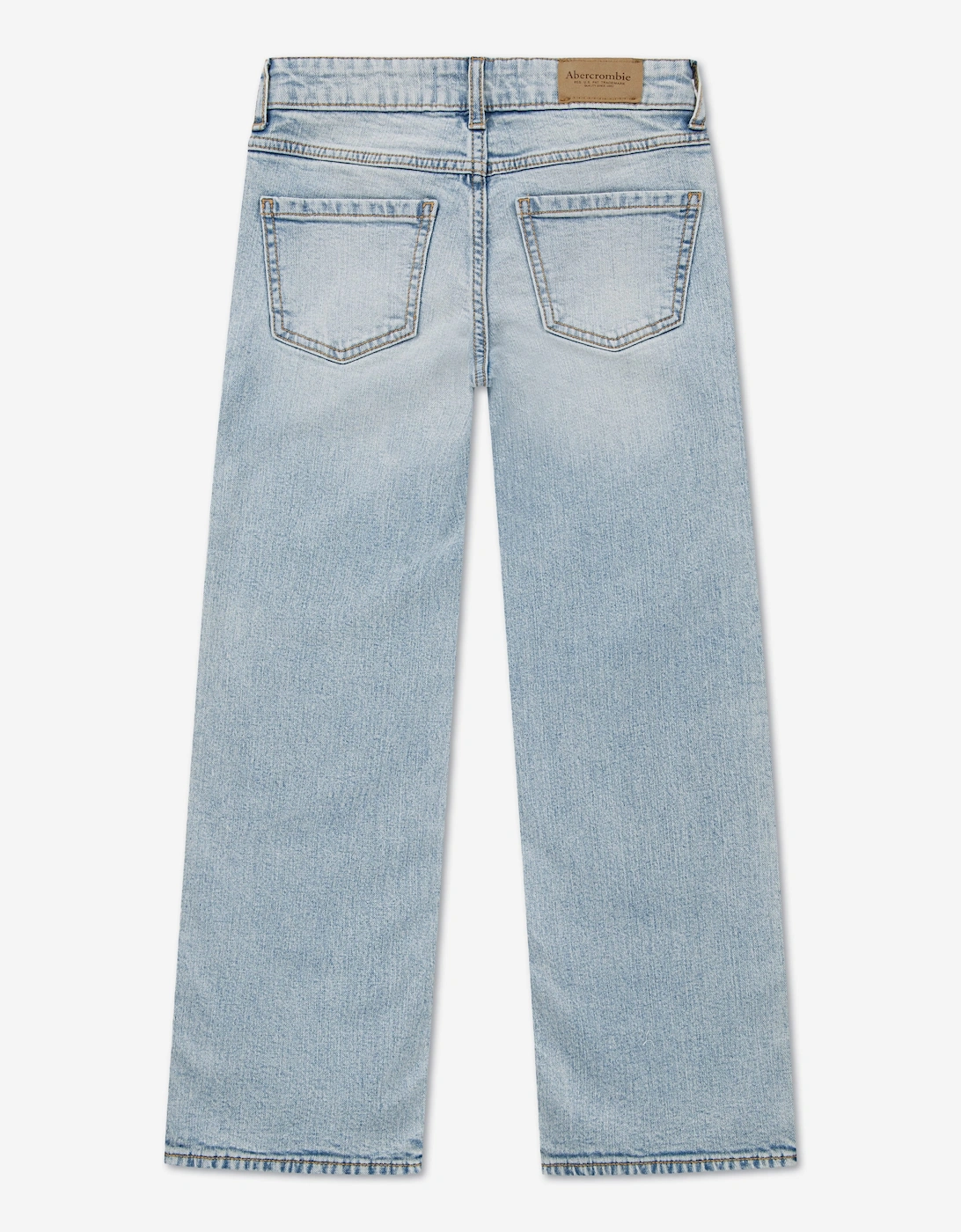 Abercrombie & Fitch Girls Braided HR Wide Leg Jeans in Blue