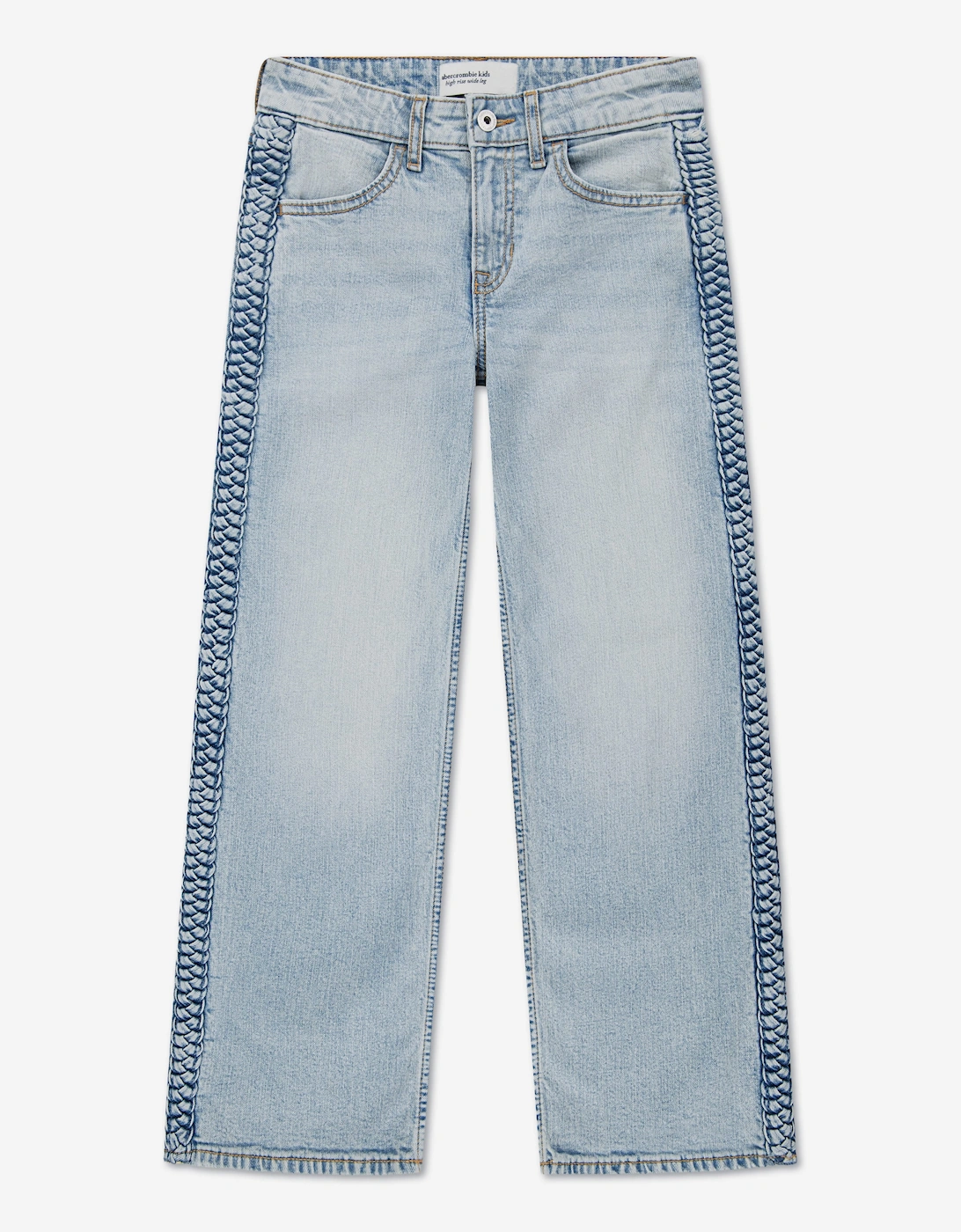 Abercrombie & Fitch Girl's Abercrombie & Fitch Girls Braided HR Wide Leg Jeans in Blue
