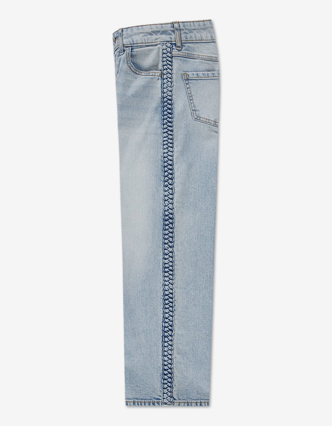 Abercrombie & Fitch Girls Braided HR Wide Leg Jeans in Blue