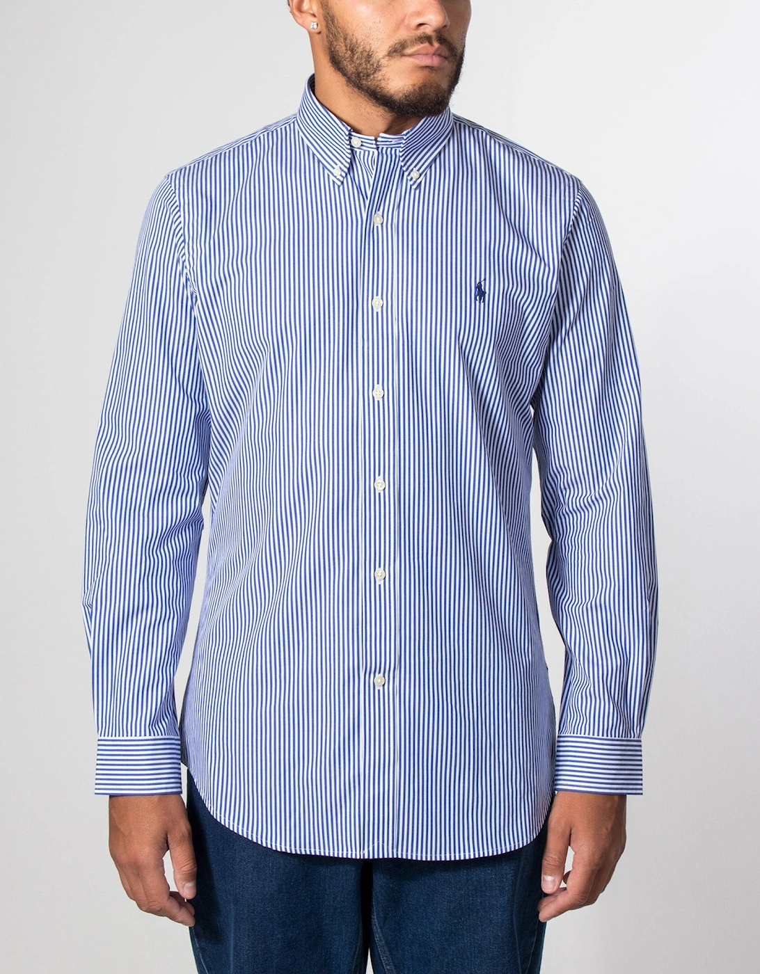 Custom Fit Striped Stretch Poplin Shirt