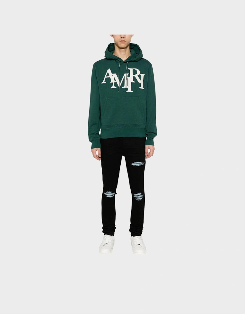 Staggered Logo Hoodie Rain Forest