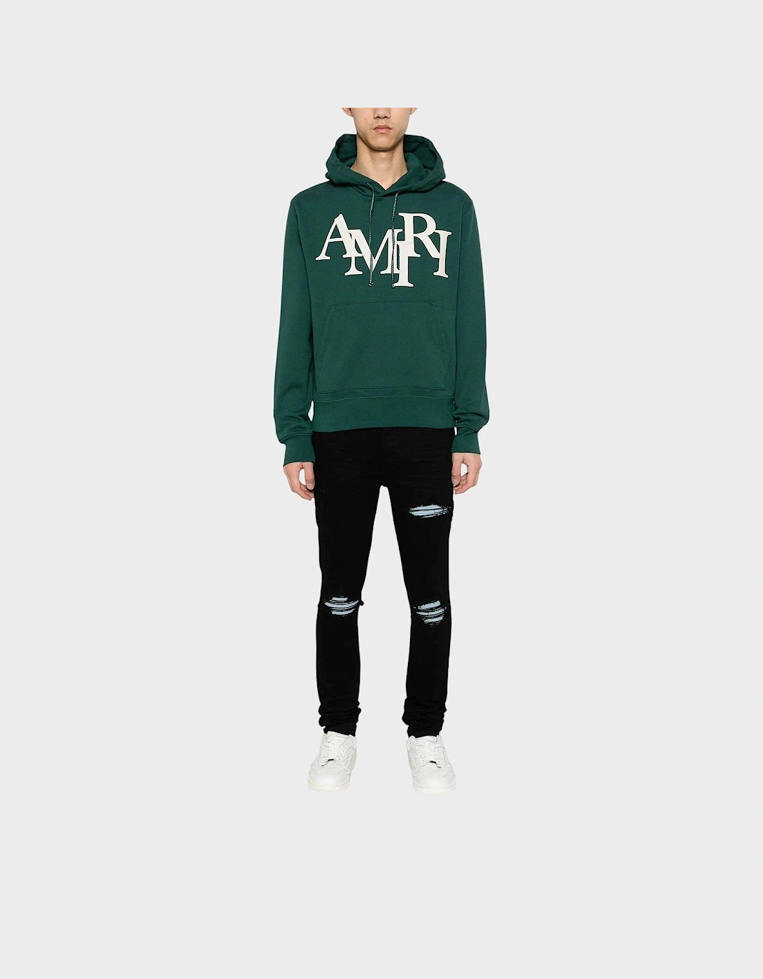 Staggered Logo Hoodie Rain Forest