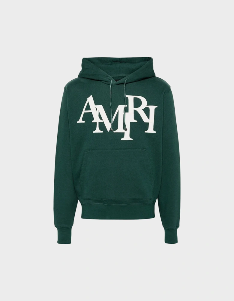 Staggered Logo Hoodie Rain Forest