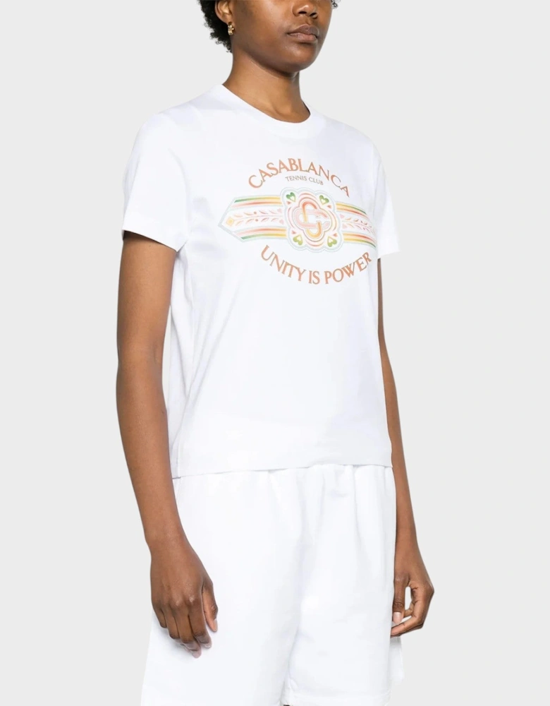 Printed Fitted T-Shirt Unity Is Power White