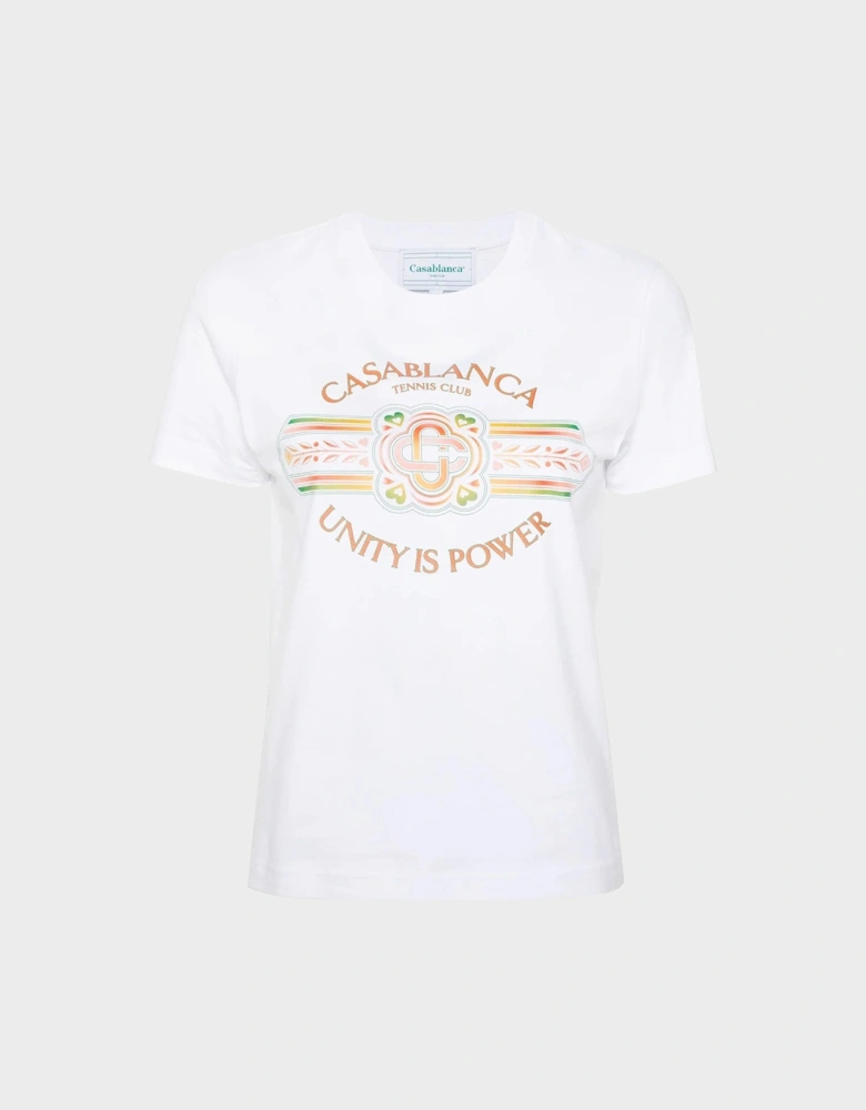Printed Fitted T-Shirt Unity Is Power White