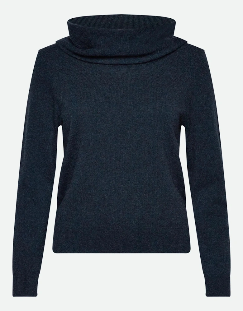 Laica cashmere long sleeve waterfall collar pullover in navy melange