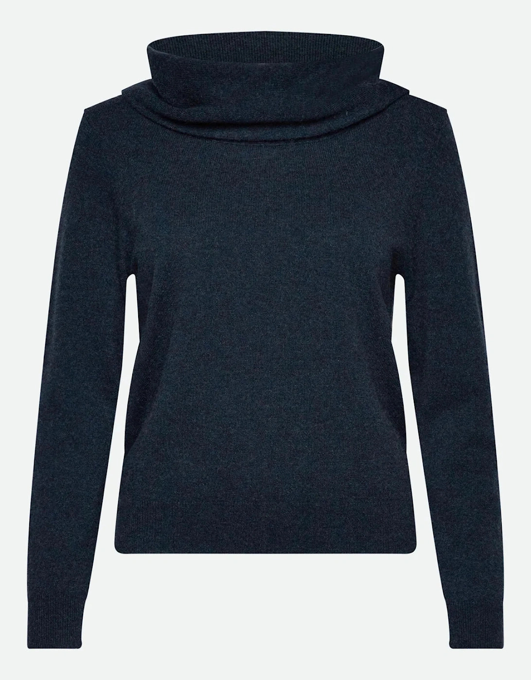 Laica cashmere long sleeve waterfall collar pullover in navy melange