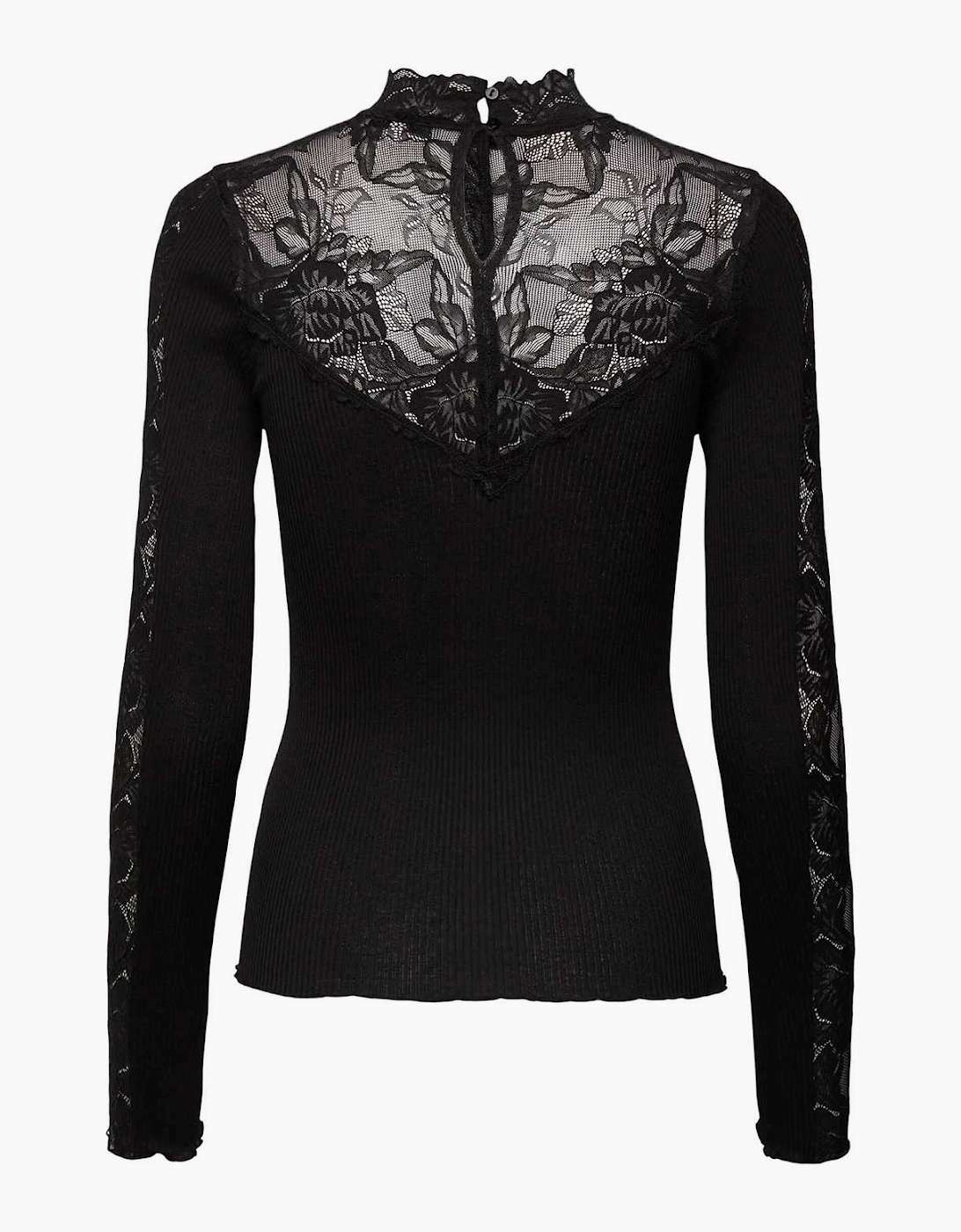 Beatha silk long sleeve lace t neck t shirt