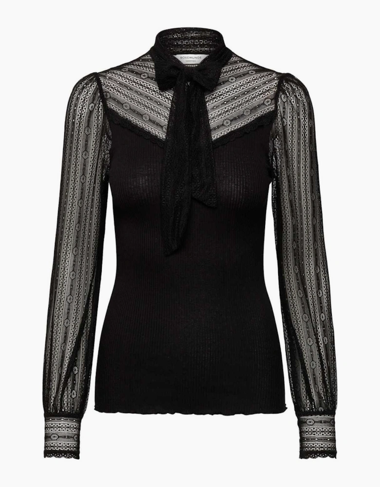 Beatha silk full lace bow long sleeve t shirt