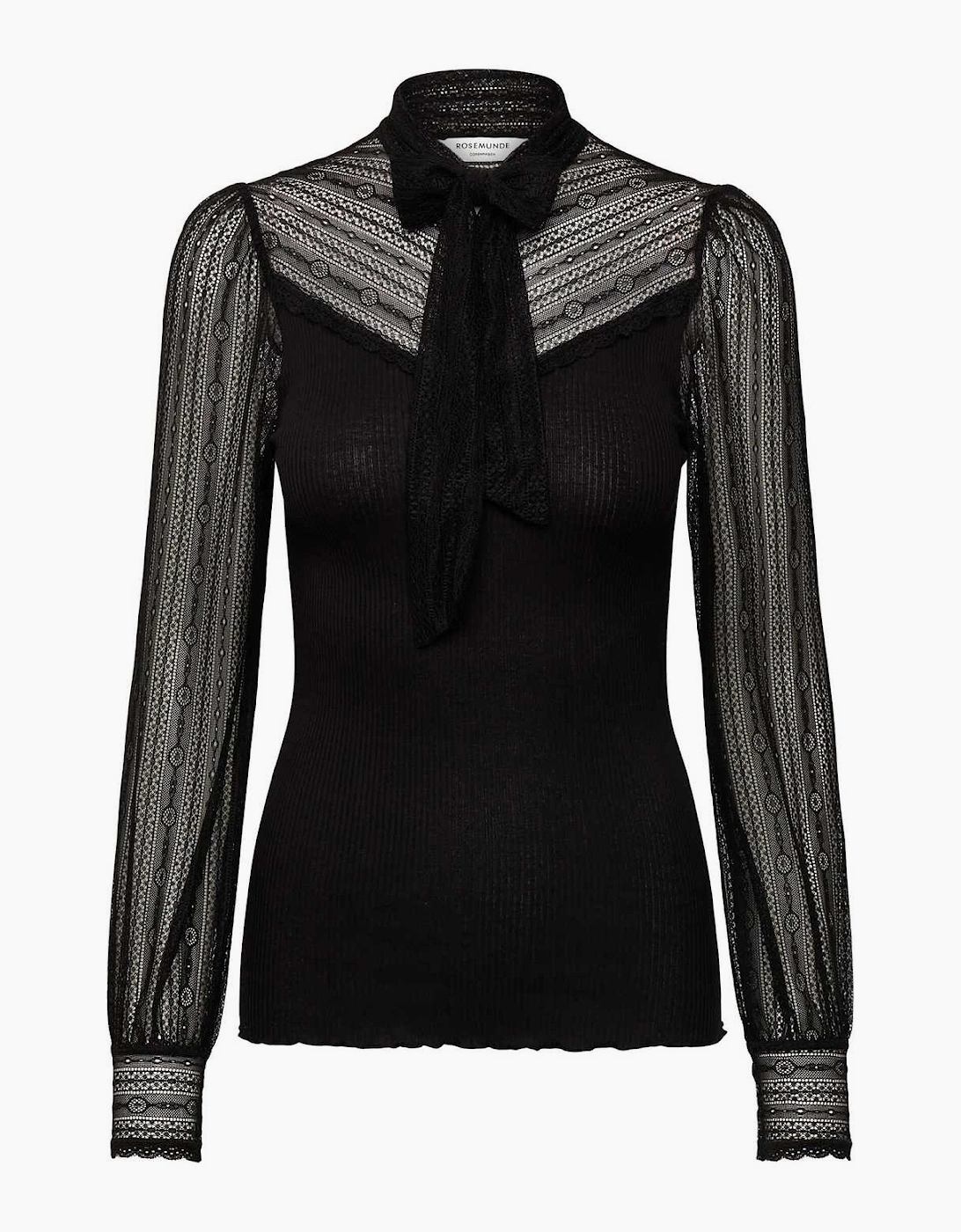 Beatha silk full lace bow long sleeve t shirt