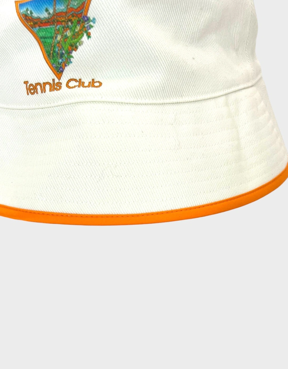 Printed Tennis Club Icon Bucket Hat White Orange