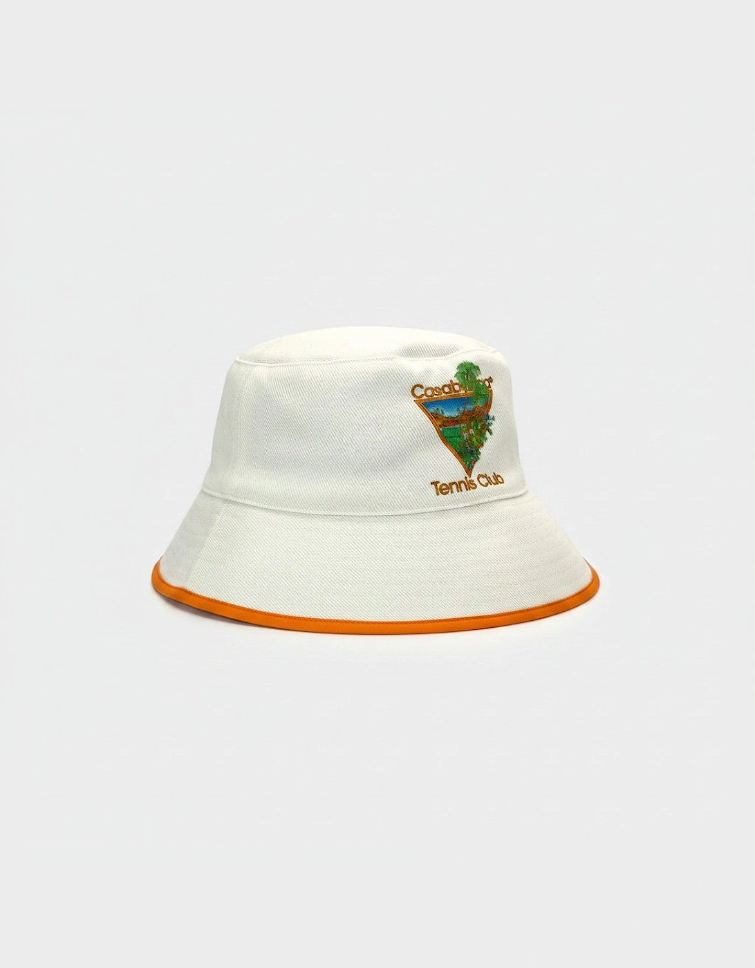 Printed Tennis Club Icon Bucket Hat White Orange