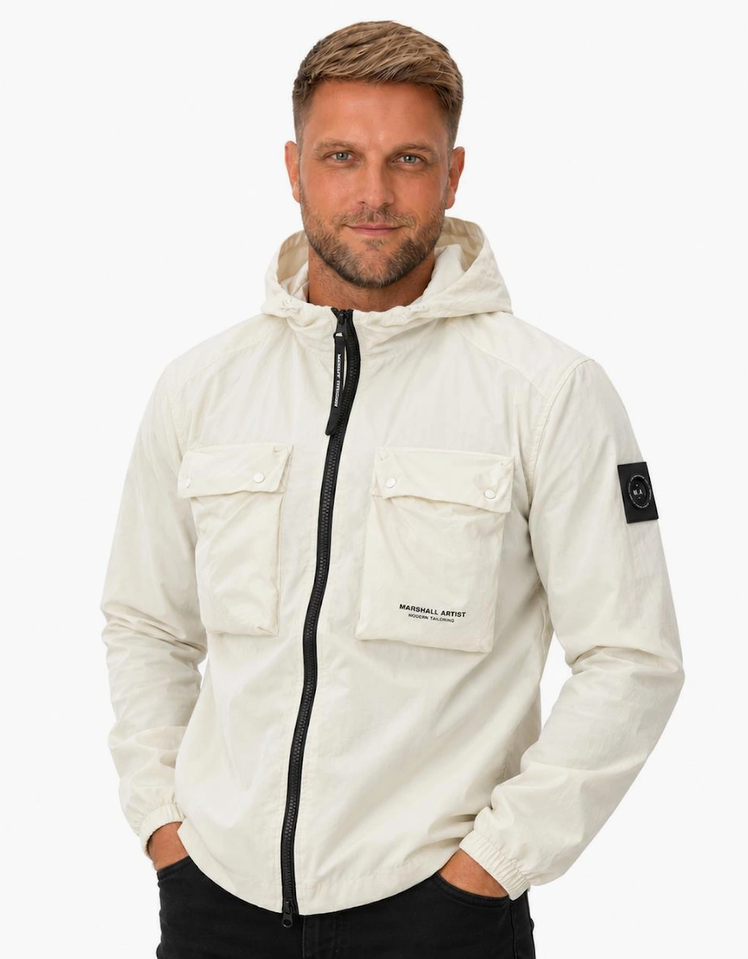 Marshall Artist Centro Hooded Overshirt Silver Birch