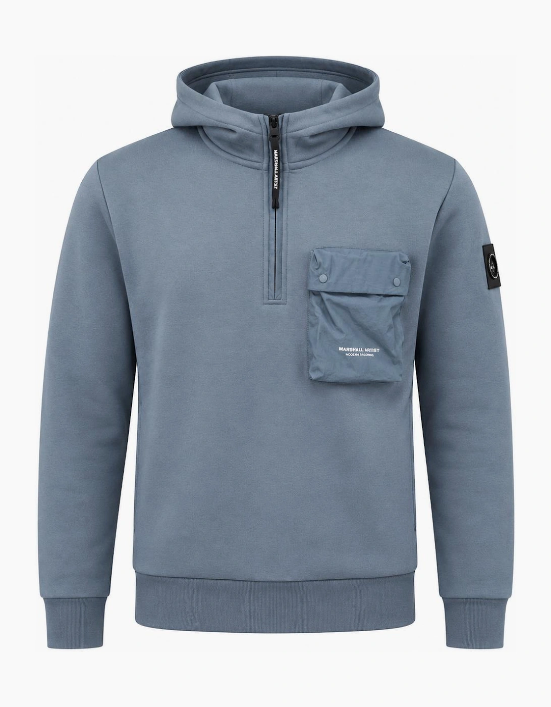 Marshall Artist Centro 1/4 Zip Hooded Sweatshirt Storm Grey