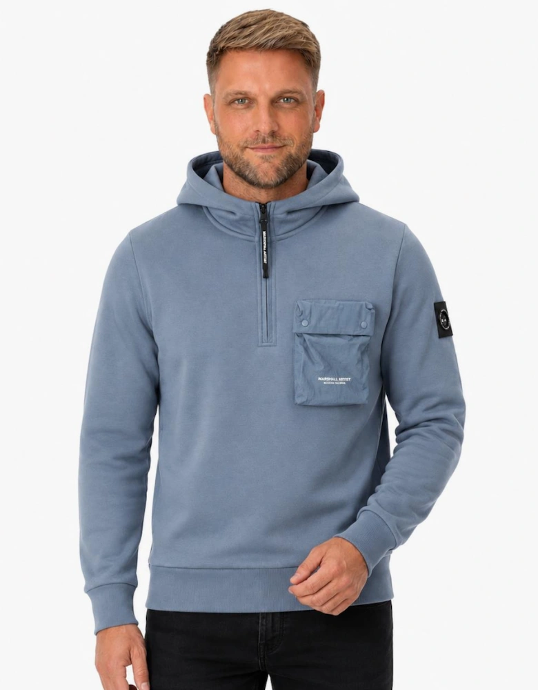 Marshall Artist Centro 1/4 Zip Hooded Sweatshirt Storm Grey