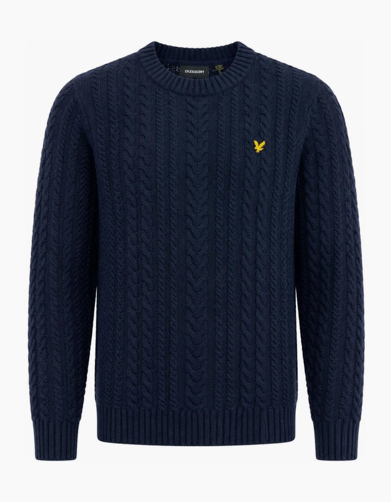 Lyle & Scott Cable Knit Crew Neck Jumper Dark Navy Marl