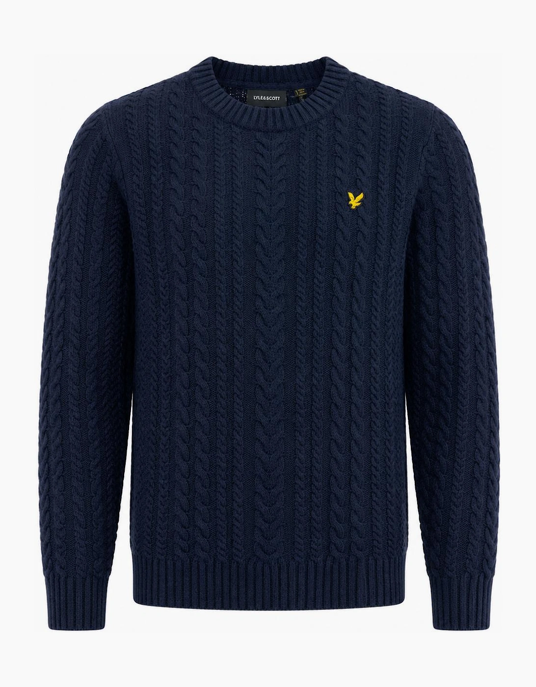 Lyle & Scott Cable Knit Crew Neck Jumper Dark Navy Marl