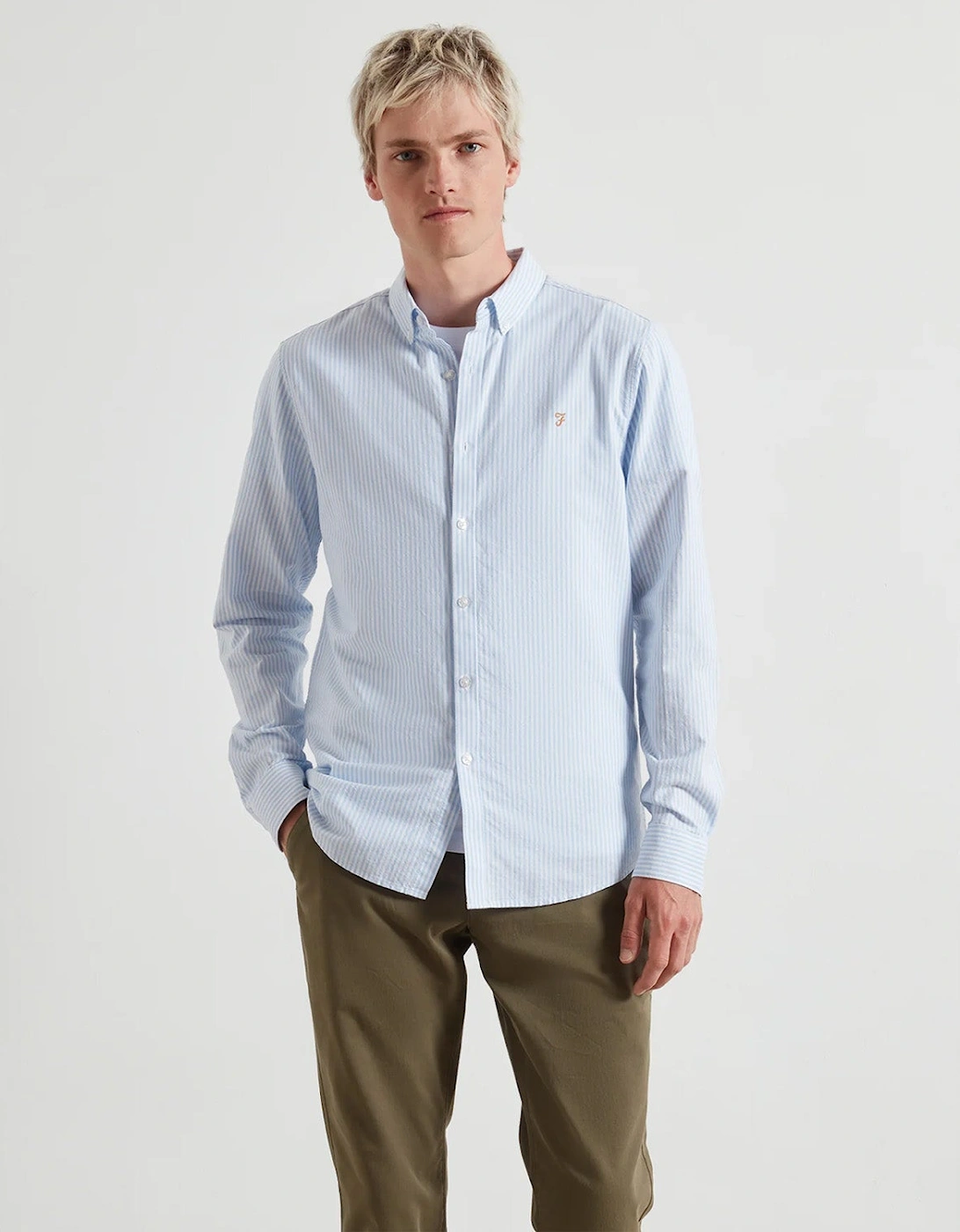 Farah Brewer Striped Oxford Shirt