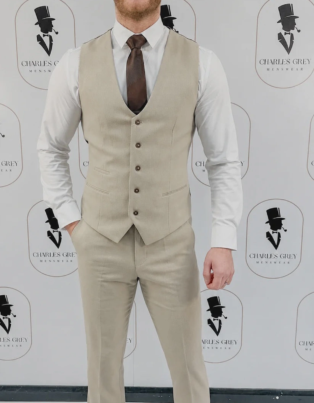 Charles Grey Charlton Trousers - Stone