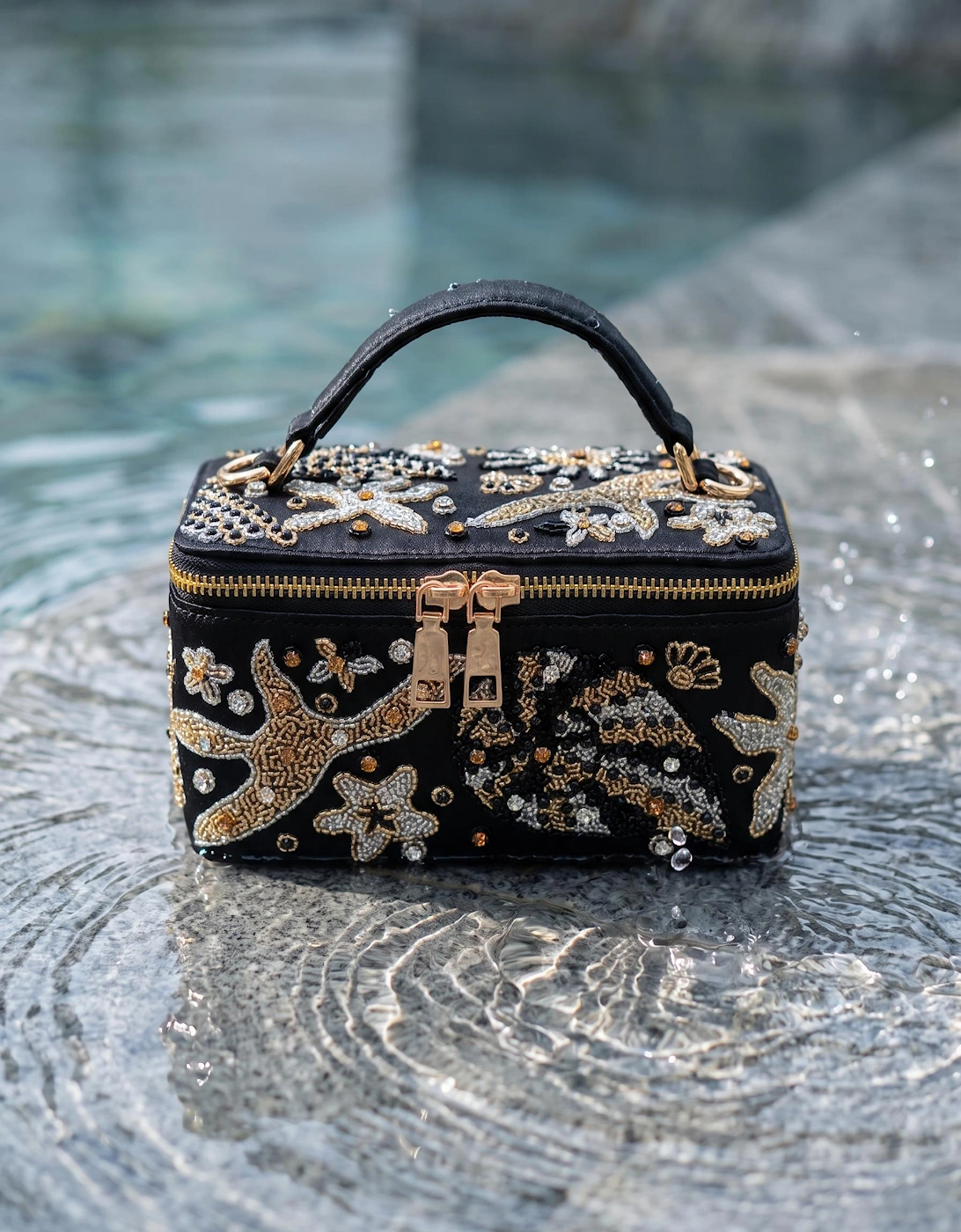 Selene Black Tiny Vanity Embroidered Bag