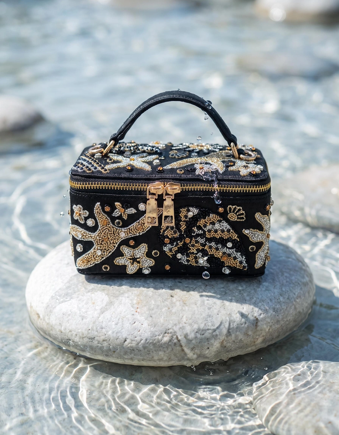 Selene Black Tiny Vanity Embroidered Bag