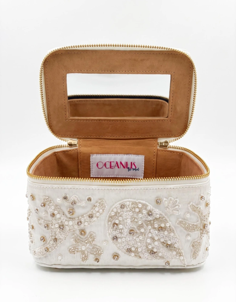 Selene White Tiny Vanity Embroidered Bag