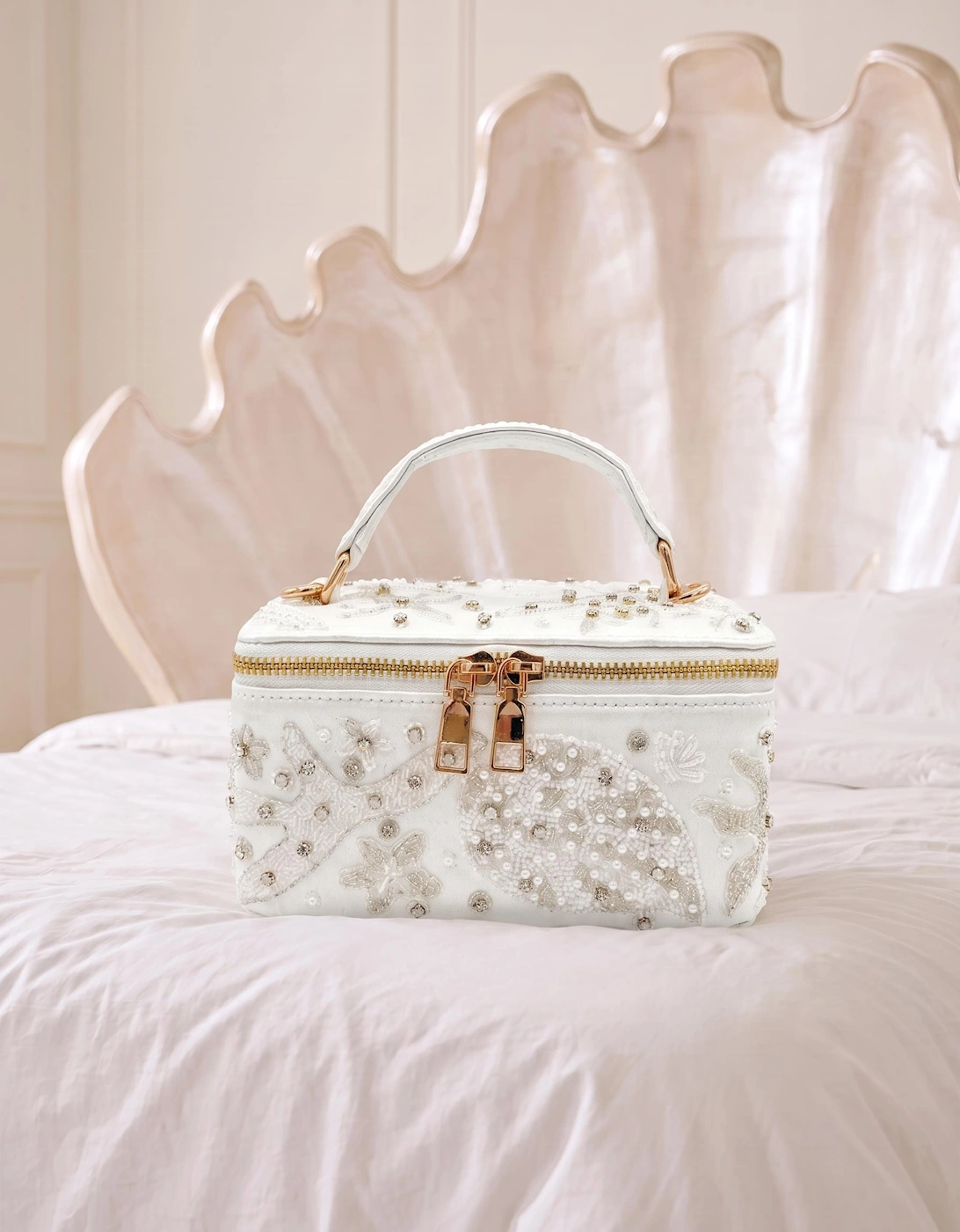 Selene White Tiny Vanity Embroidered Bag