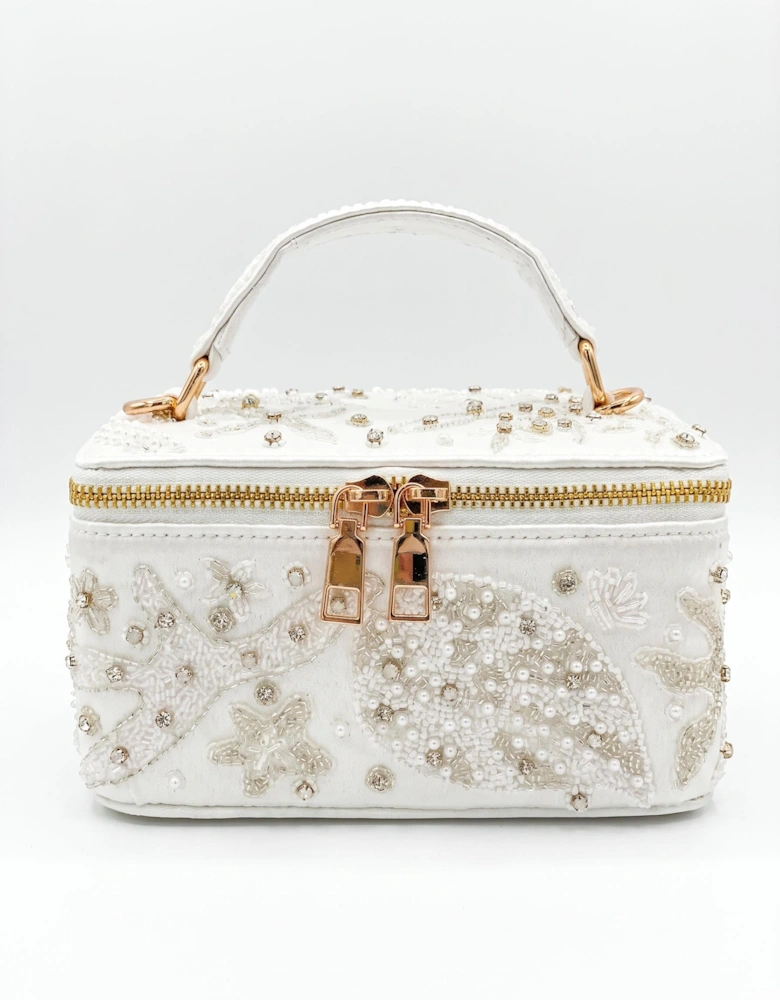 Selene White Tiny Vanity Embroidered Bag