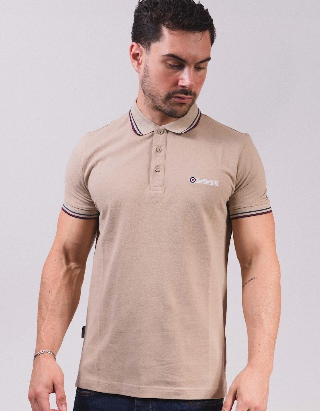Lambretta Mens Twin Tipped Retro Polo Shirt