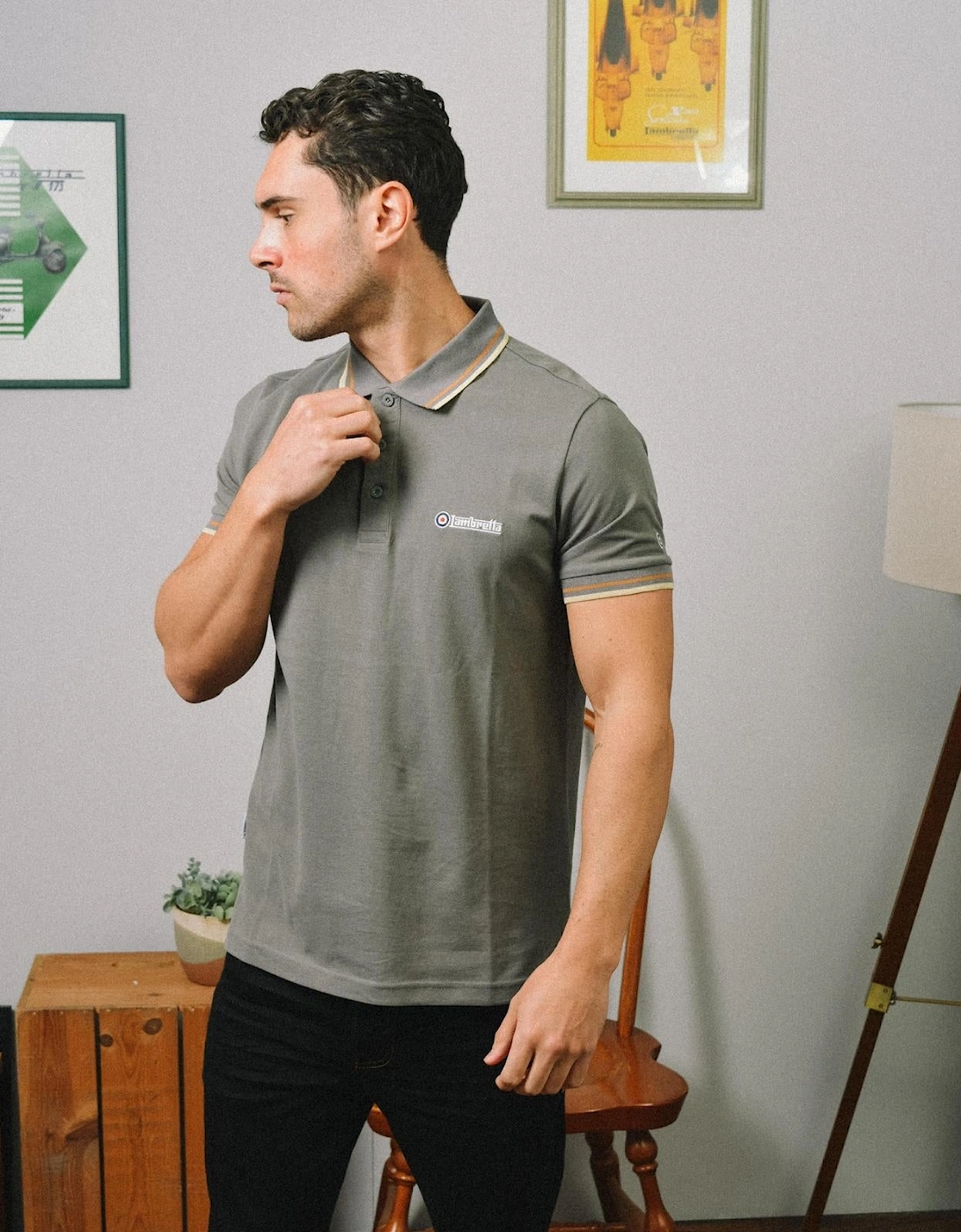 Lambretta Mens Twin Tipped Retro Polo Shirt