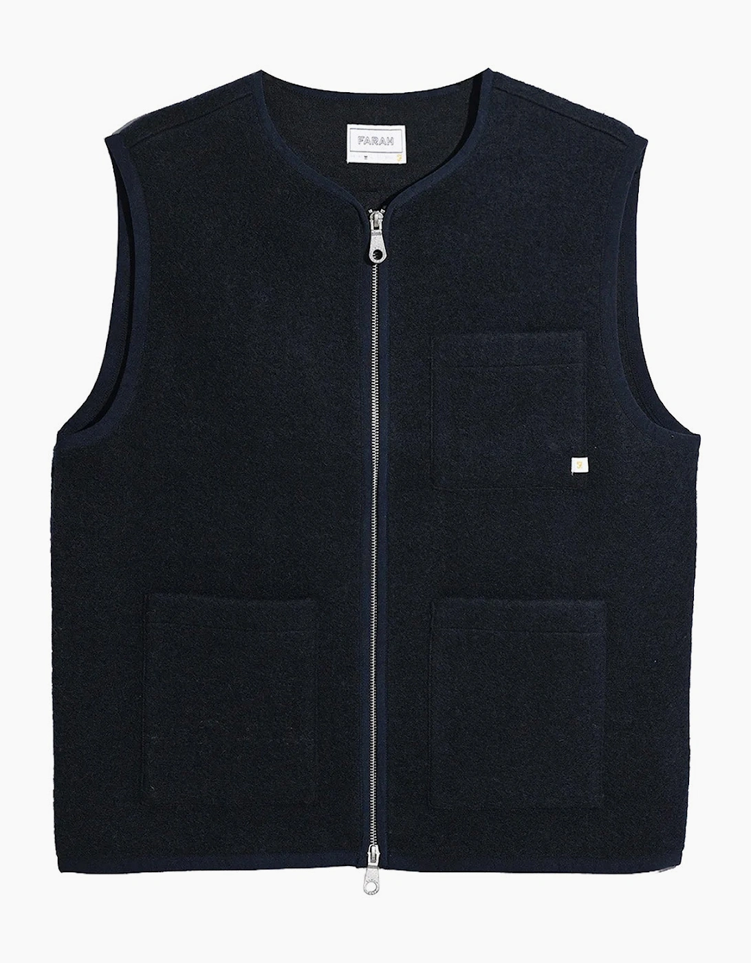 Farah Men's Farah Myles Wool Blend Collarless Zip Gilet - Navy