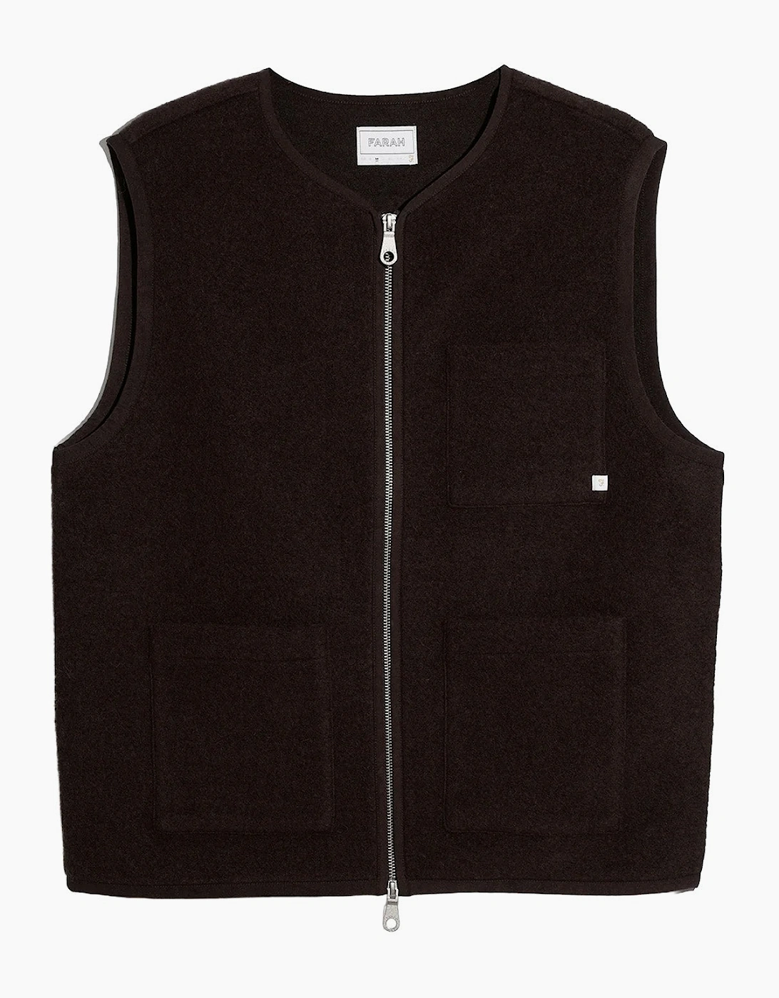 Farah Men's Farah Myles Wool Blend Collarless Zip Gilet - Brown
