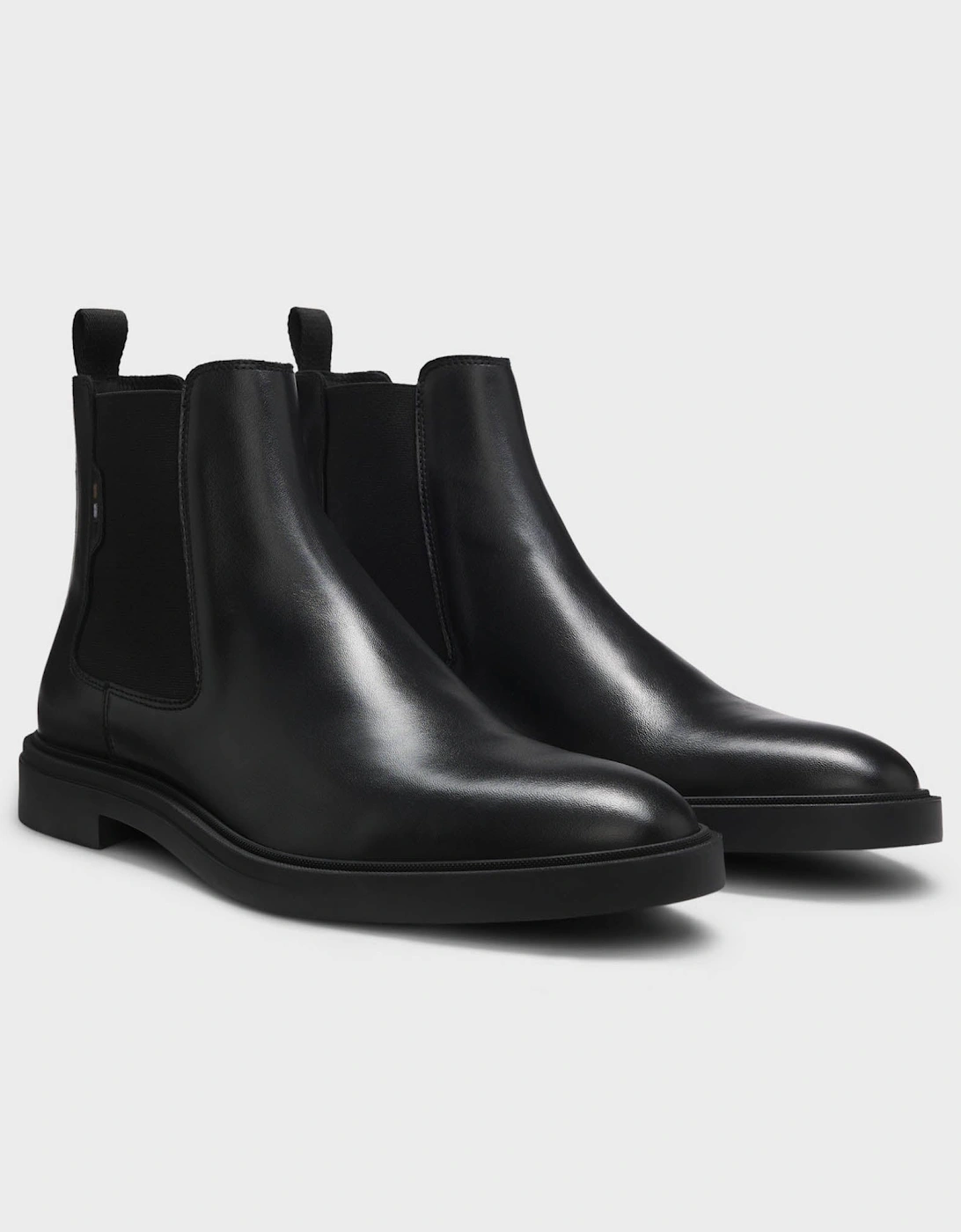 Boss Men's BOSS Orange Calev Mens Chelsea boots in polished leather with signature stitching - Black 001