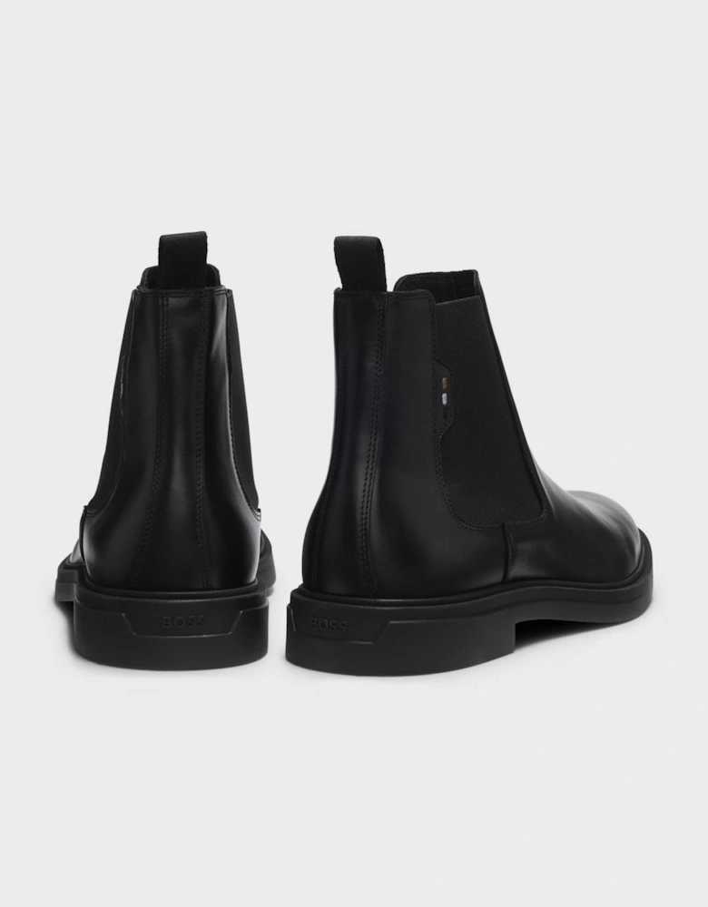 BOSS Orange Calev Mens Chelsea boots in polished leather with signature stitching - Black 001
