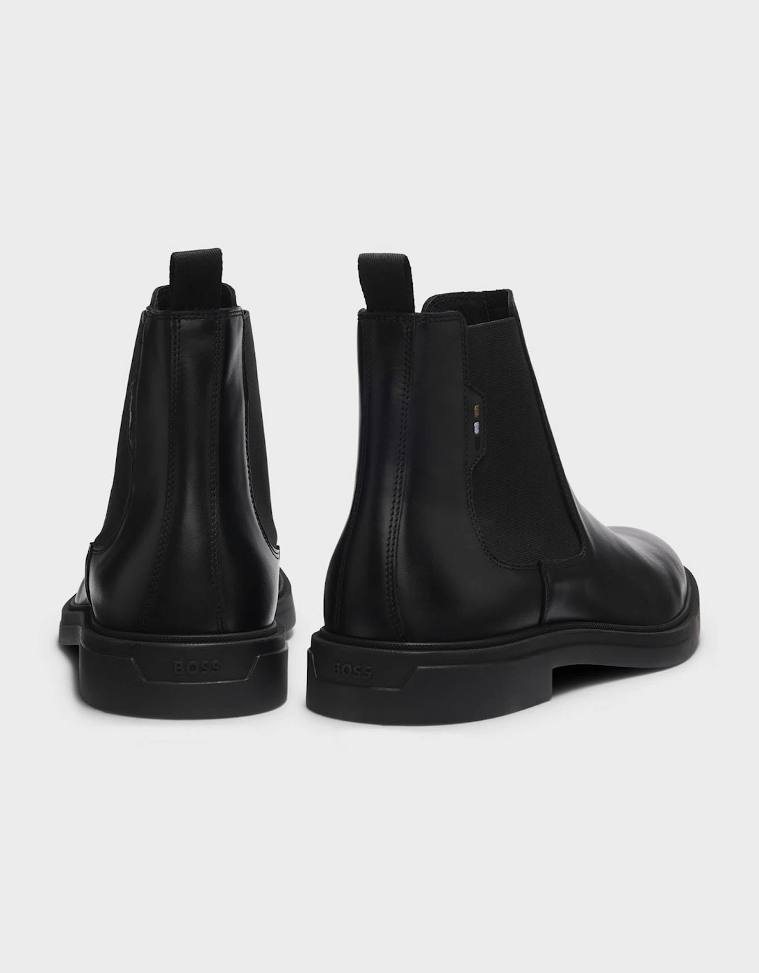 BOSS Orange Calev Mens Chelsea boots in polished leather with signature stitching - Black 001