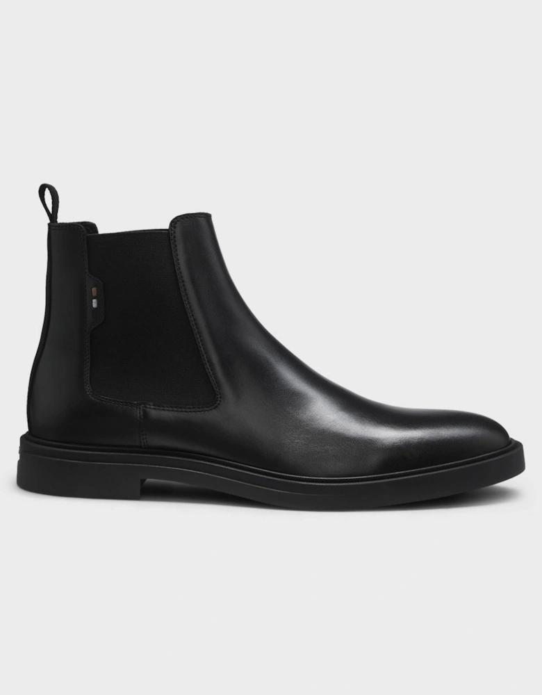 BOSS Orange Calev Mens Chelsea boots in polished leather with signature stitching - Black 001
