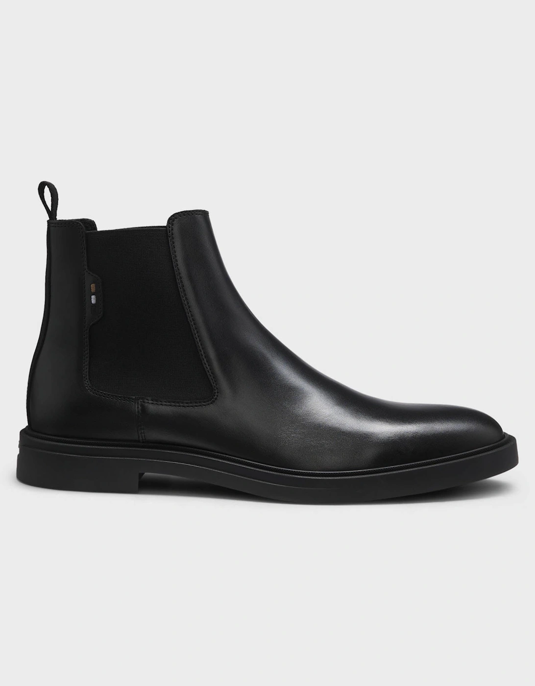 BOSS Orange Calev Mens Chelsea boots in polished leather with signature stitching - Black 001
