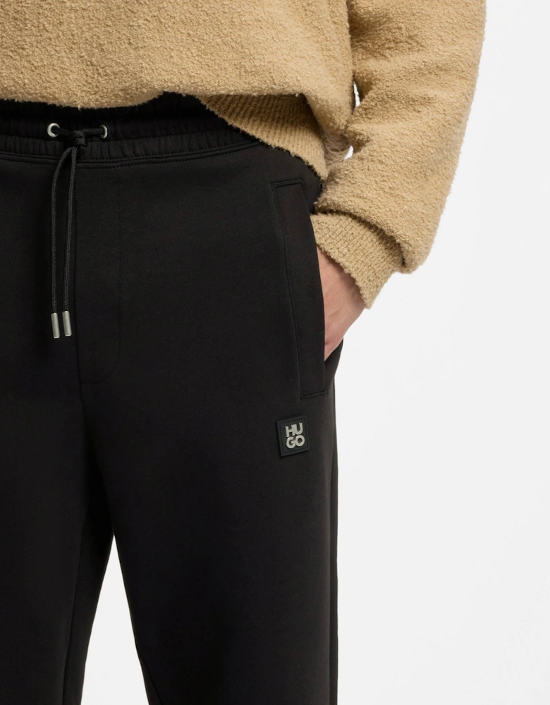 HUGO Dimacs Mens Cotton-blend tracksuit bottoms with stacked logo - Black 002