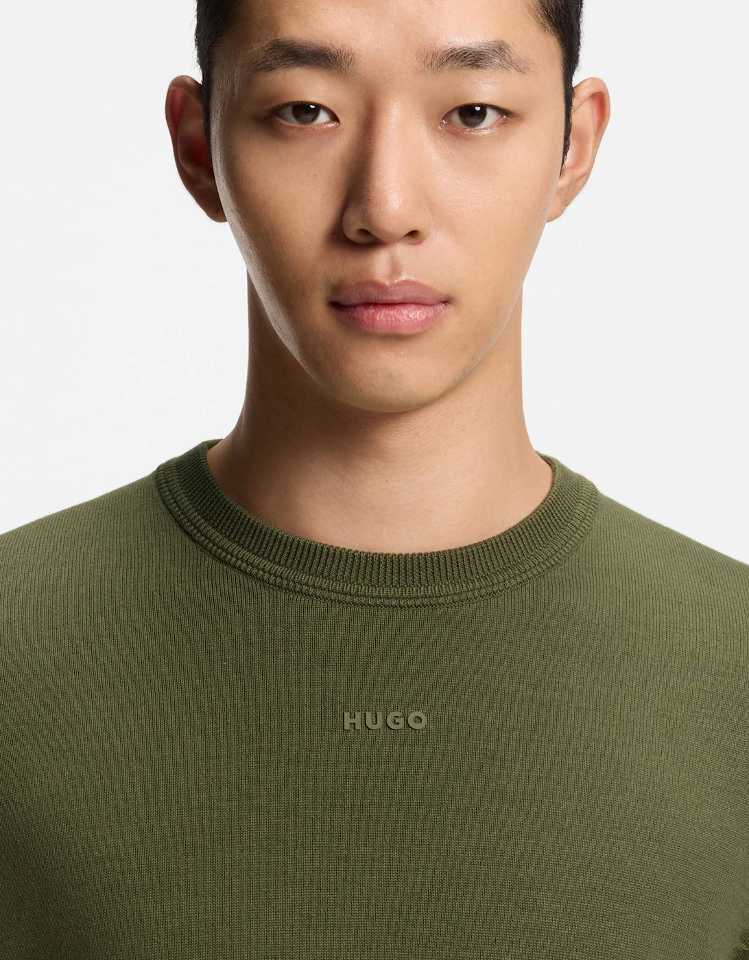 HUGO San Cassius-C2 Mens Crew Neck Jumper  - Olive 389