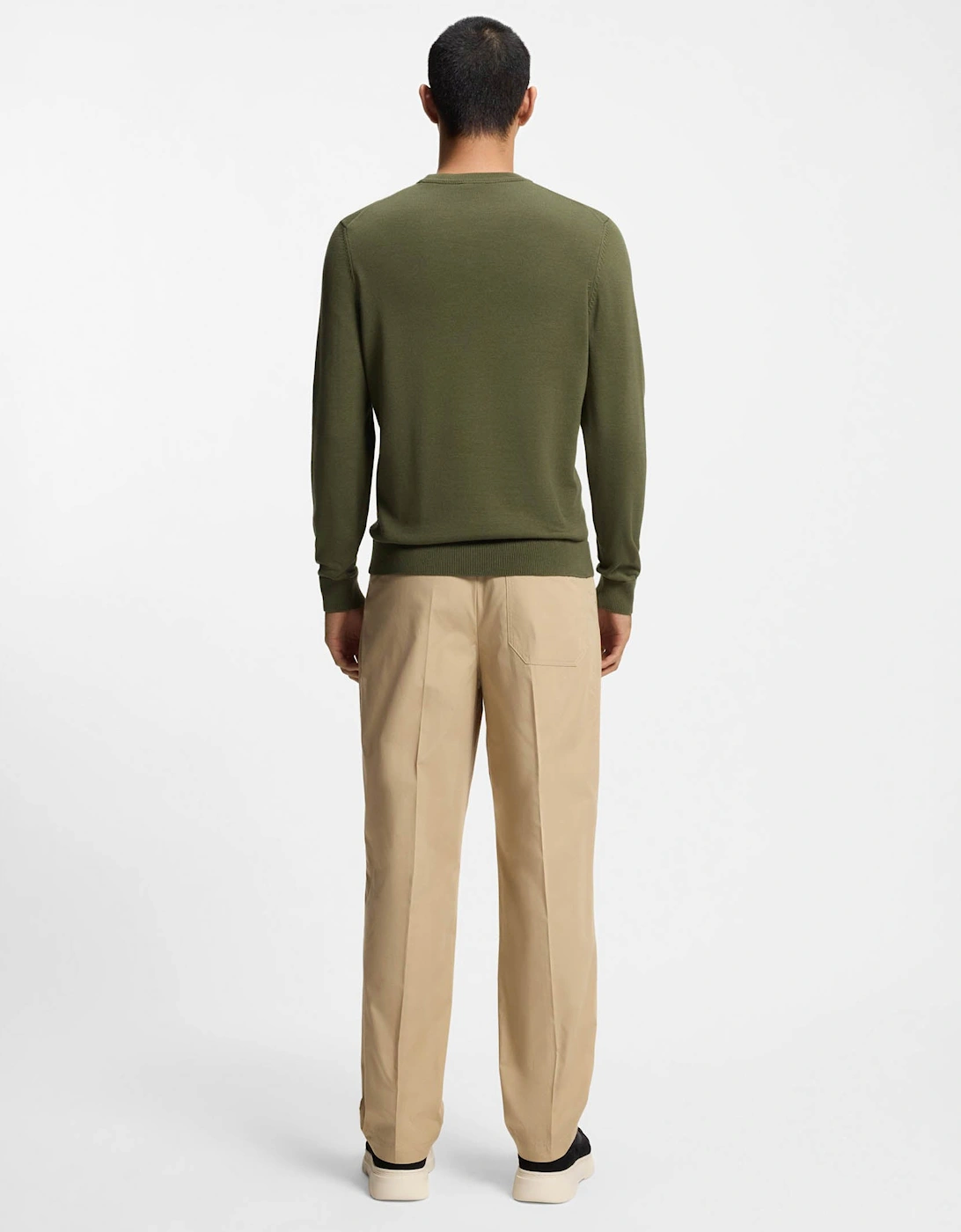 HUGO San Cassius-C2 Mens Crew Neck Jumper  - Olive 389