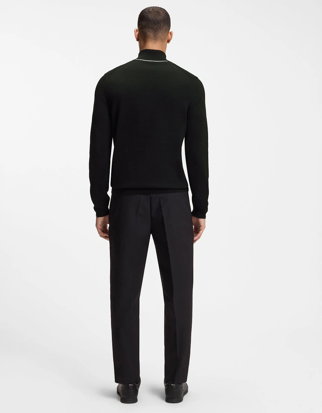 BOSS Green Ever-X Mens Cotton sweater with quarter zip - Black 001
