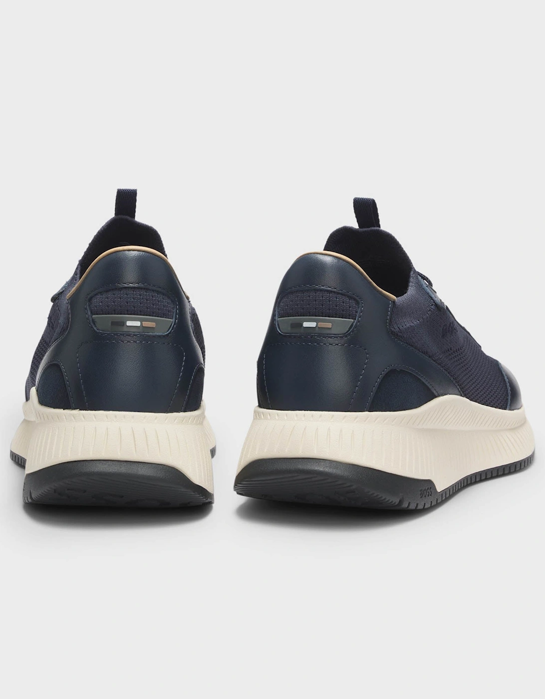 BOSS Orange TTNM EVO Mens trainers with knitted uppers and leather trims - Dark Blue 401